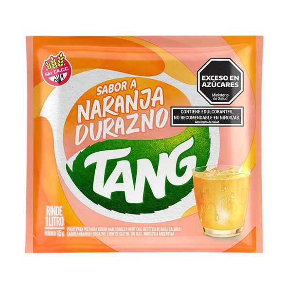 Jugo Tang Naranja & Durazno Powdered Juice Peach & Orange, 15 g /  0.52 oz (box of 20)