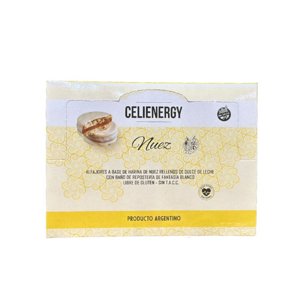 Celienergy Alfajores de Nuez White Chocolate Alfajor with Dulce de Leche & Nuts - Gluten Free, 50 g / 1.76 oz ea (pack of 12 alfajores)