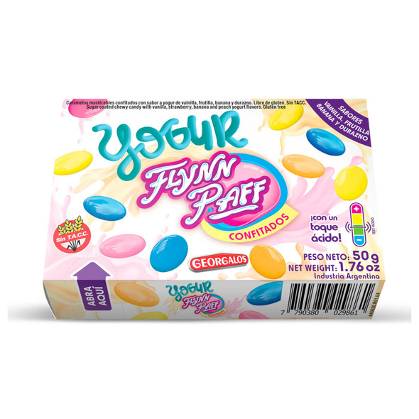 Flynn Paff Confitados Yogur Caramelos Masticables Hard Candy with Soft Interior Fruits Flavor, 50 g / 1.8 oz box (pack of 3)