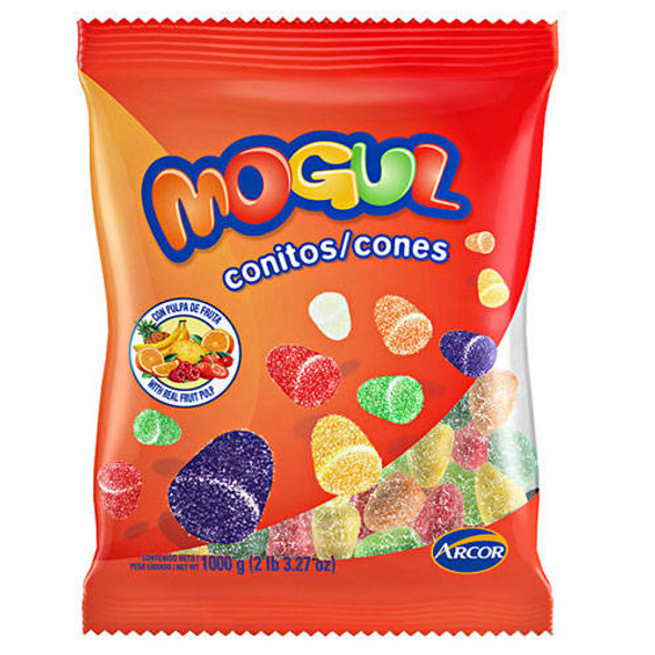 Mogul Gomitas Conitos Cones Candies Gummies Assorted Flavors Pineapple, Apple, Strawberry, Grape, Orange & Banana, 1 kg / 2 lb