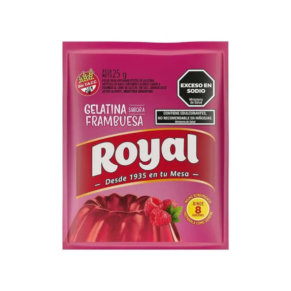 Royal Raspberry Ready to Make Jelly Gelatina Frambuesa Jell-O, 8 servings per pouch 25 g / 0.88 oz