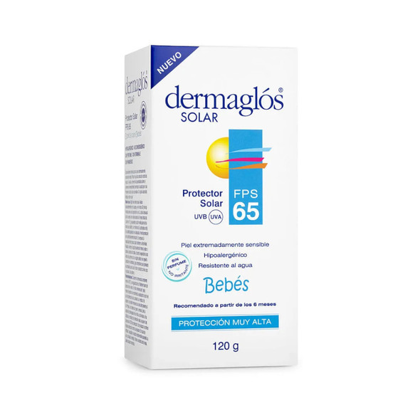 Dermaglós Baby Sunscreen, Fragrance-Free for Ultra-Sensitive Skin Protector Solar Bebés 65 FPS, 120 g / 4.23 oz