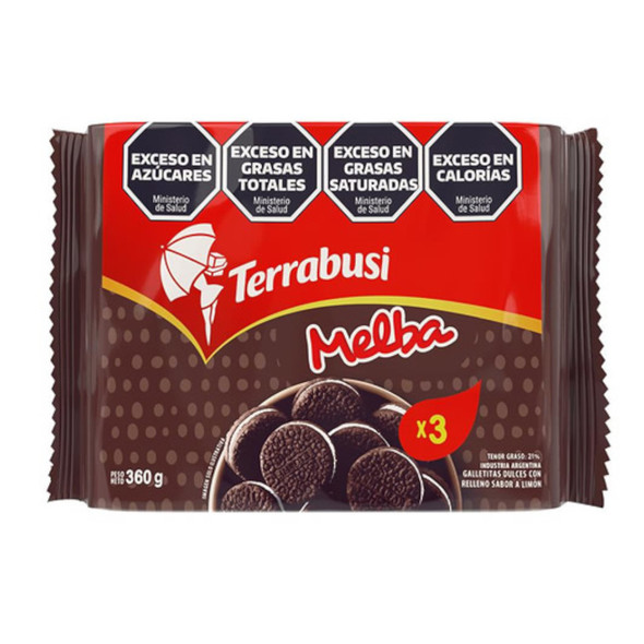 Melba Chocolate Flavor Cookies with Cream Filling, 360 g / 12.6 oz Tripack