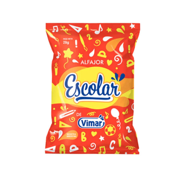 Vimar Escolar Chocolate-Coated Dulce de Leche Alfajor, 28 g / 0.98 oz (pack of 6)