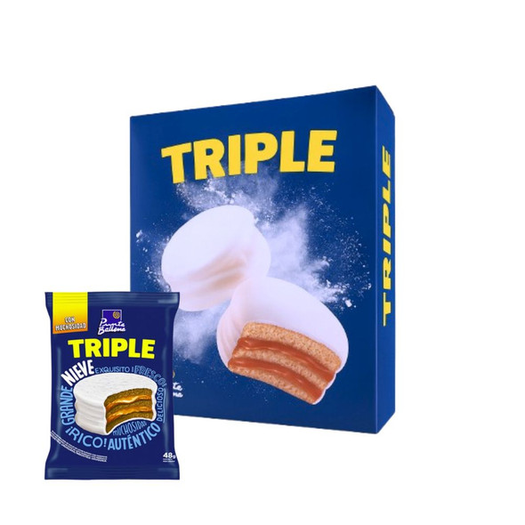 Punta Ballena Alfajor Triple Nieve Triple Alfajor with Sugar Coating & Dulce de Leche Filling, 48 g / 1.7 oz (pack of 12)