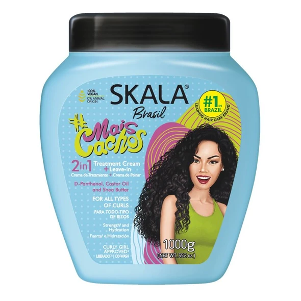 Skala Expert Mais Cachos 2-in-1 Curl Hydrating Styling Cream Máscara para Rizos, 1 kg / 35.2 oz
