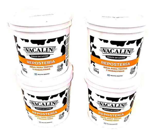 Vacalin Dulce de Leche Reposteria, Confectioner's Thicker Milk Confiture  for Bakeries, Cakes and Pastry, 10 kg / 22 lb plastic bin (4 plastic bins)