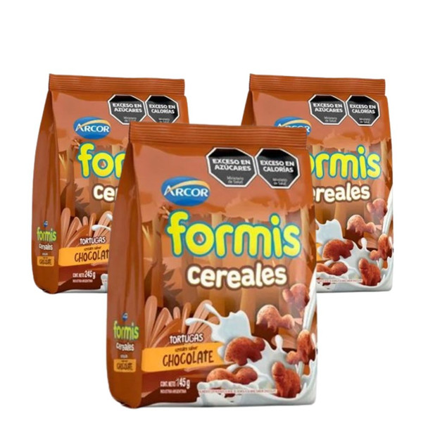 Formis Cereales Chocolate Turtles Tortugas Sabor Chocolate, 245 g / 8.64 oz ea (pack of 3)