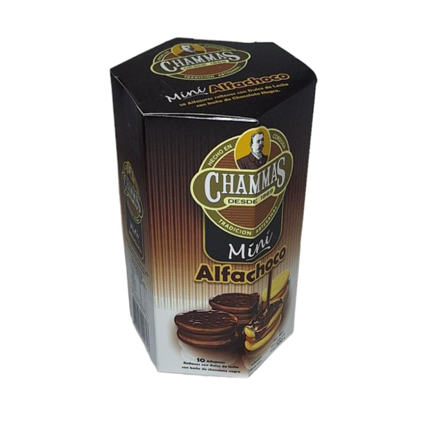 Chammas Mini Alfachoco Filled with Dulce de Leche, Chocolate-Coated Delight, 300 g / 10.58 oz (box of 10)