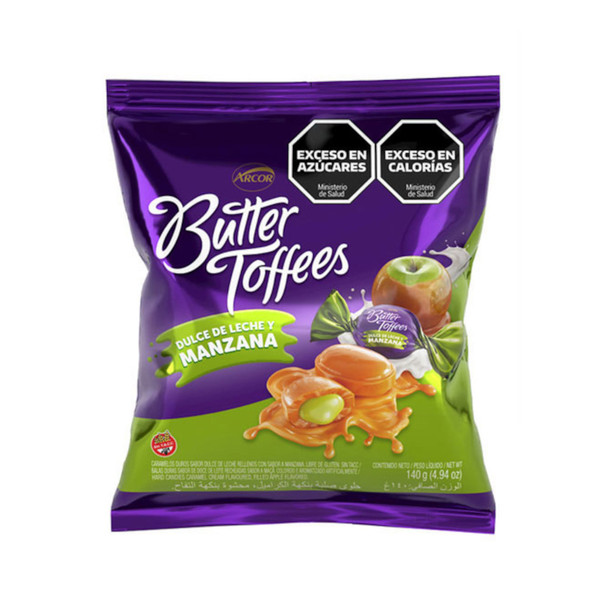 Butter Toffees Soft Caramel Candy with Apple Filling - Dulce de Leche Delights Caramelos de Dulce de Leche Rellenos de Manzana, 140 g / 4.93 oz