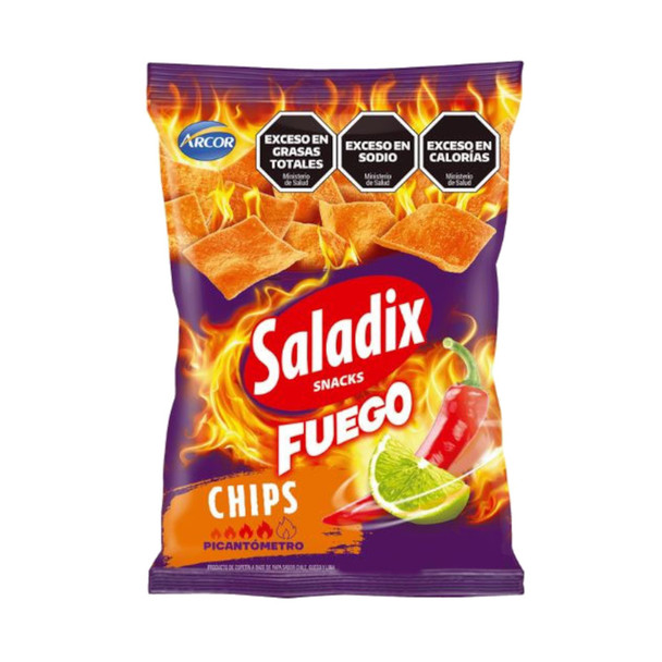 Saladix Fuego Chips Spicy Snacks - Zesty Chili & Lime Flavor, 60 g / 3.35 oz bag