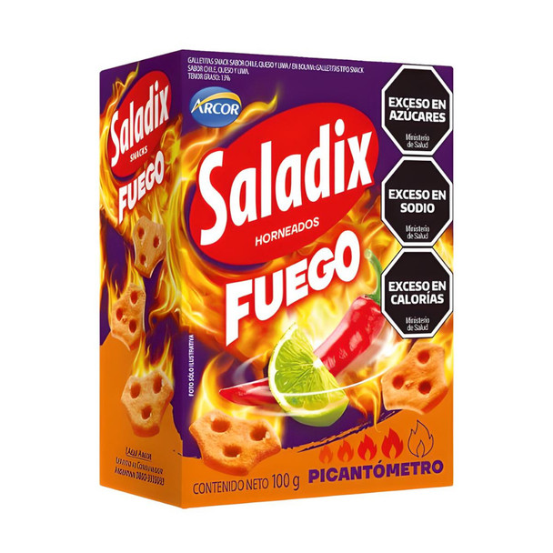 Saladix Baked Snacks - Spicy Fire Chili & Lime Flavor, 100 g / 3.5 oz (pack of 3)