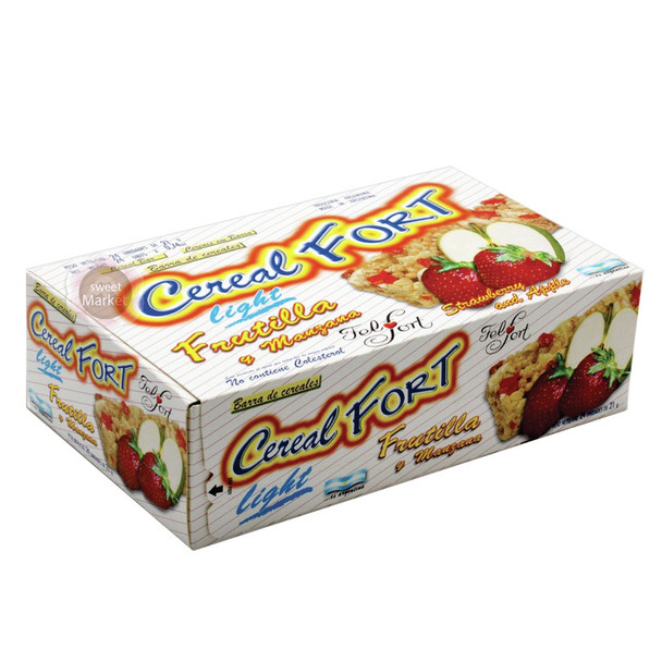 Cereal FORT Light Cereal Bar by Felfort with Strawberry & Apple, 24 x 21 g / 24 x 0.74 oz