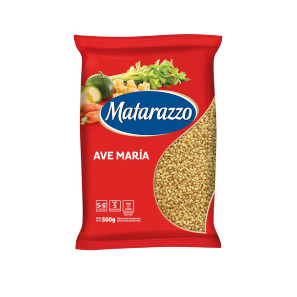 Matarazzo Ave Maria Semolina Wheat Pasta Fideos Ave María, 500 g / 1.1 lb (pack of 2)