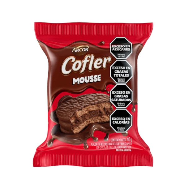 Cofler Mousse Alfajor - Chocolate-Coated Treat with Luscious Mousse & Peanut Filling, 40 g / 1.41 oz (pack of 6)