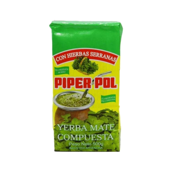Piper Pol Yerba Mate Infused with Palo and Wild Herbs Yerba Mate con Hierbas Serranas, 500 g / 1.1 lb