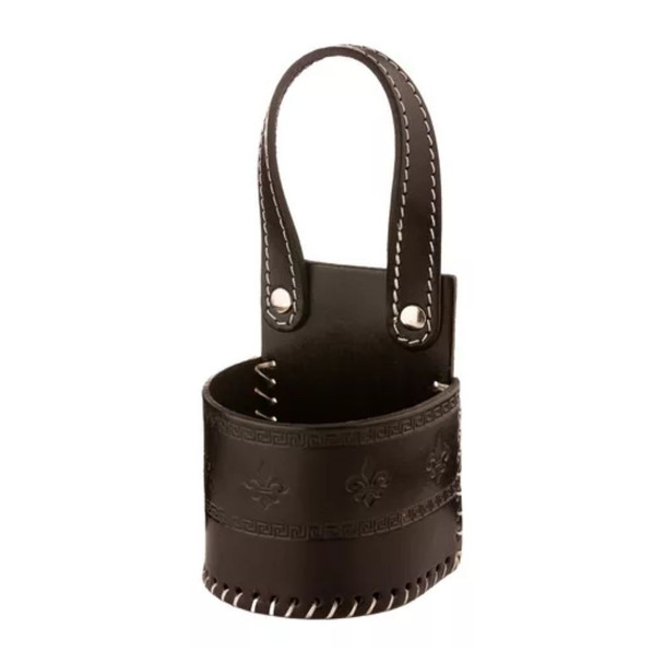Matesur Leather Mate Basket Car Leather Natural Cowhide Portamate Matera with Handle (Dark Brown)