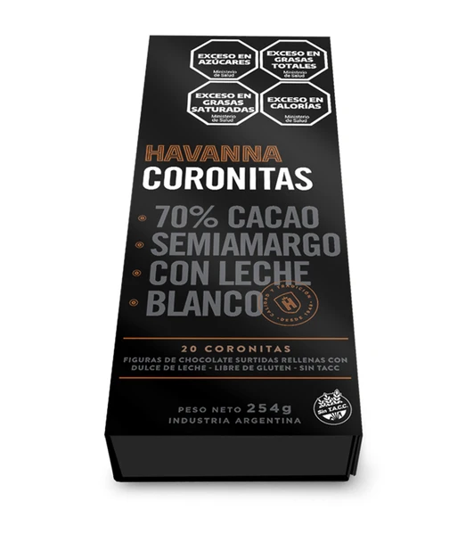 Havanna Coronitas 70% Cacao Milk Chocolate Bombones Bites Dark & White Chocolate Bites Filled with Dulce de Leche - Gift Box,  254 g / 8.95 oz  (20 Bites)