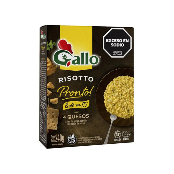 Gallo 15-Minute Ready Risotto! 4 Cheese Flavor with Cheese Onion Sauce & Hint of Parsley Risotto Sabor 4 Quesos, 240 g / 8.47 oz