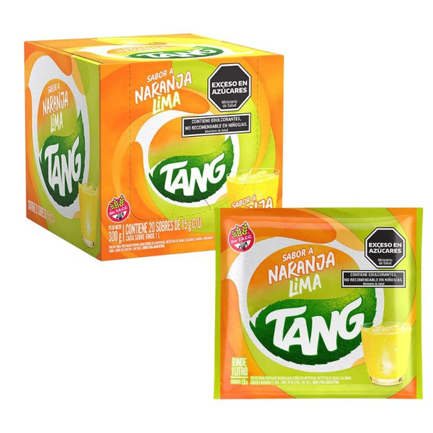 Jugo Tang Naranja & Lima Powdered Juice Lime & Orange, 15 g /  0.52 oz (box of 20)