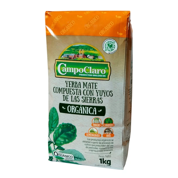 Campo Claro Yerba Mate Compuesta Orgánica Organic Compound Yerba Mate, 1 kg / 2.2 lb bag