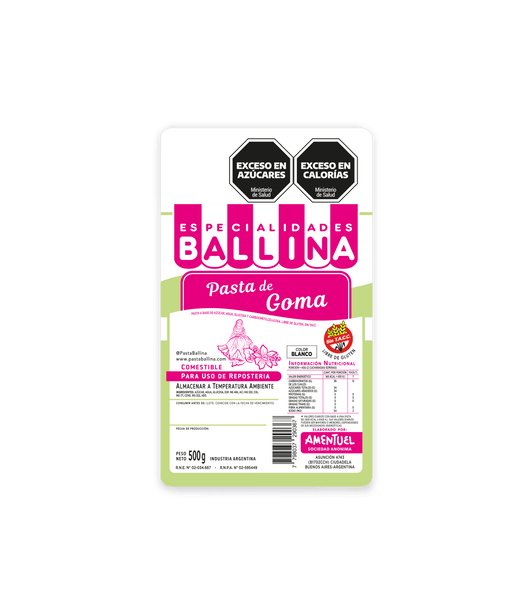Pasta Ballina White Gum Vanilla-Flavored Paste for Cake Decorating, Create Flowers, Leaves, Elegant Ruffles Pasta de Goma, 500 g / 1.1 lb bag