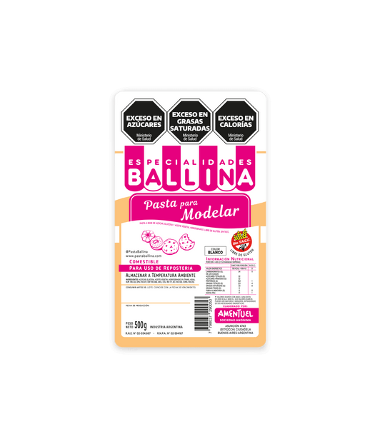 Pasta Ballina White Modeling Paste for Pastry Tutti Frutti-Flavored Pasta Para Modelar, 500 g / 1.1 lb bag