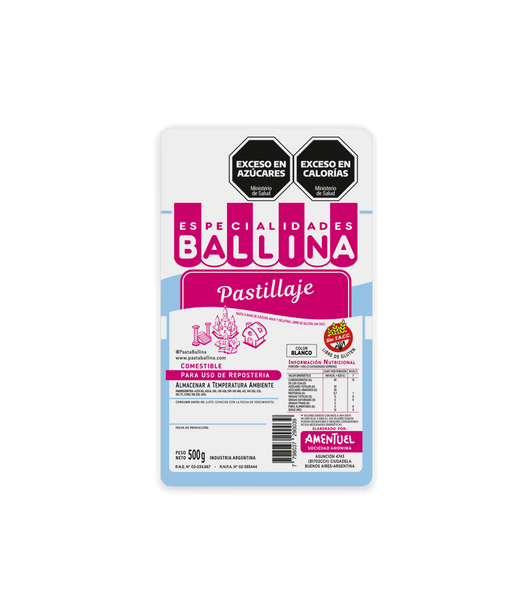 Pasta Ballina White Sugar Paste for Pastry Tutti Frutti-Flavored Pastillaje, 500 g / 1.1 lb bag