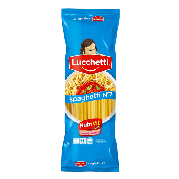 Fideos Lucchetti Spaghetti N°7 Pasta Noodles 5 Servings, 500 g / 1.1 lb (pack of 3)