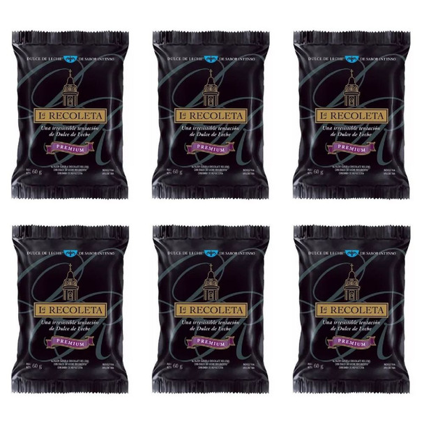 Recoleta Premium Alfajores Milk Chocolate Coated Alfajores with Dulce de Leche Filling, 60 g / 2.11 oz ea (pack of 6)