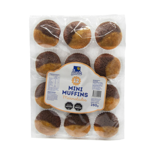 Punta Ballena Mini Muffins Magdalenas  Marmoladas Sabor Chocolate y Vainilla, 280 g / 9.87 oz