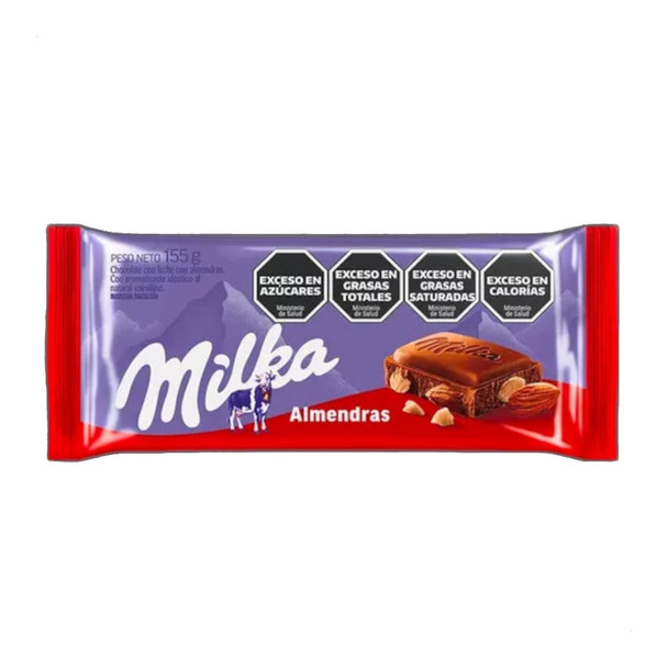 Milka Chocolate Bar with Almonds  Tableta de Chocolate con Leche con Almendras, 155 g / 5.46 oz (pack of 2)