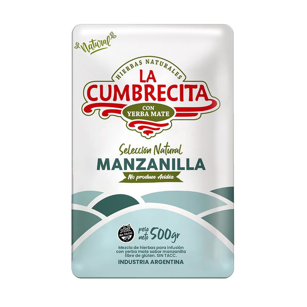 La Cumbrecita Chamomile Flavor Yerba Mate Manzanilla, 500 g / 1.1 lb