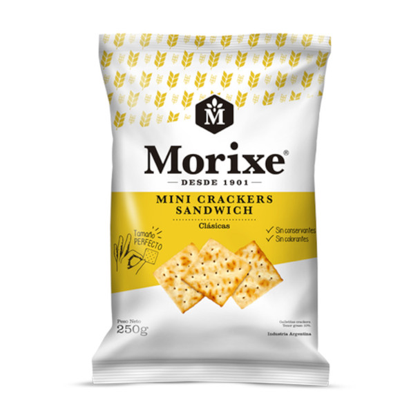 Morixe Mini Crackers Sandwich Classic Crunchy Biscuits, 250 g / 8.8 oz (pack of 3)