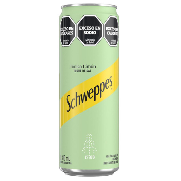 Schweppes Lemon Tonic Soda with a Hint of Salt Agua Tónica Limón con un Toque de Sal, 310 ml / 17.83 fl oz (6 units)