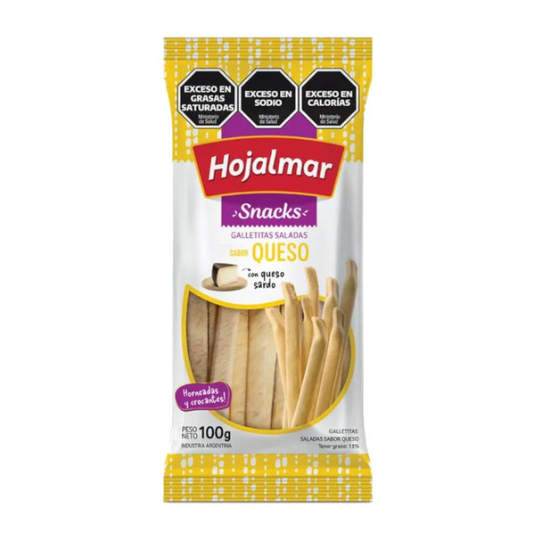 Hojalmar Cheese-Flavored Salted Crackers, Baked & Crunchy Galletitas Saladas con Queso Sardo Tipo Talitas, 100 g / 3.53 oz (pack of 3)