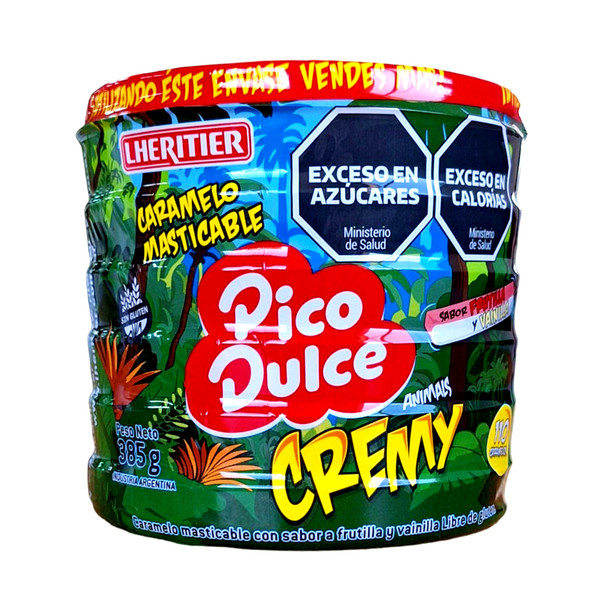 Pico Dulce Animals Cremy Chewy Candy with Strawberry & Vanilla Flavor, Gluten-Free Caramelos Masticables Sabor Frutilla & Vainilla, 385 g / 13.6 oz