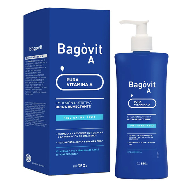 Bagóvit A Ultra-Moisturizing Pure Vitamin A Nutritive Emulsion for Extra Dry Skin Emulsión Ultra Humectante para Piel Extra Seca, 350 g / 12.3 oz