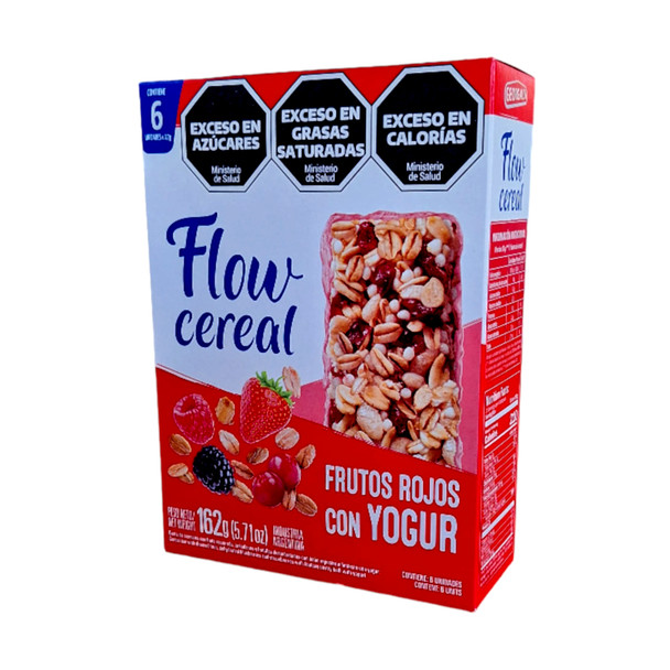 Flow Cereal con Yogur & Frutos Rojos, Cereal Bar with Berries & Yoghurt, 27 g / 0.95 oz (box of 6 bars)
