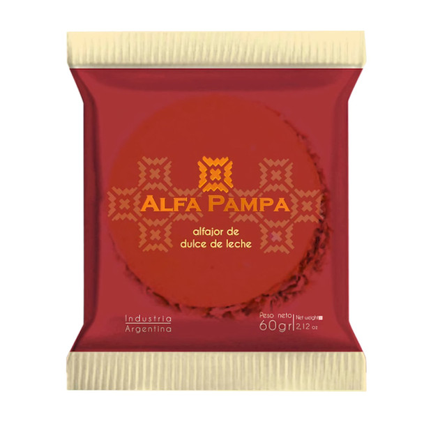 Alfa Pampa Maicena Alfajor Filled with Dulce de Leche and Coconut, 60 g / 2.1 oz (pack of 6)