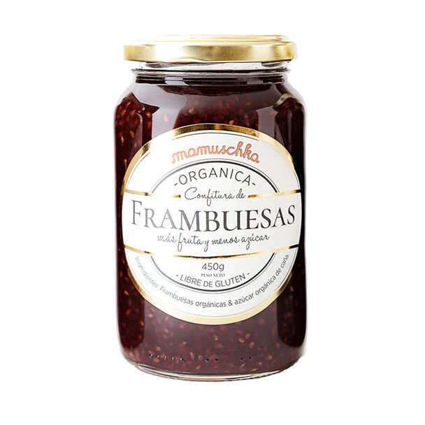 Mamuschka Confitura de Frambuesas Orgánica Sin Gluten, Raspberry Organic Spread From Patagonia - Gluten Free, 450 g / 15.87 oz