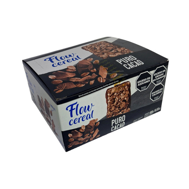 Flow Cereal Puro Cacao Cereal Bar - Dark Chocolate Cereal Bar, 480 g / 14.1 oz (box of 20)