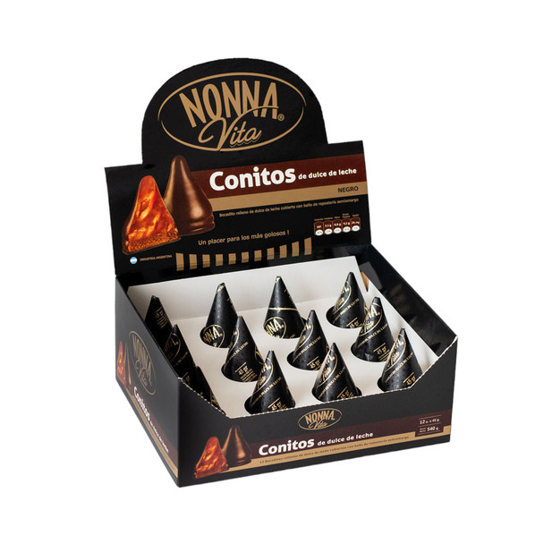 Nonna Vita Konitos Bocaditos Filled with Dulce de Leche, Chocolate-Coated Conitos de Dulce de Leche, 45 g / 1.59 oz (box of 12)
