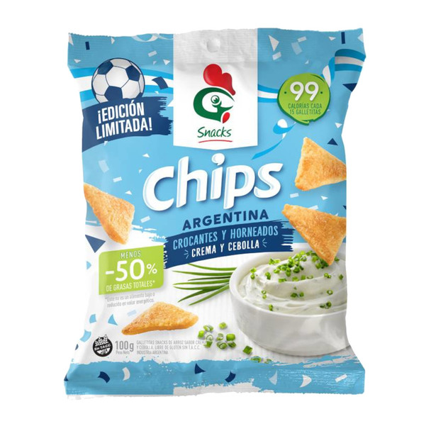 Gallo Snacks Limited Edition Argentine Design Cream & Onion Baked & Crispy Chips, 100 g / 3.53 oz