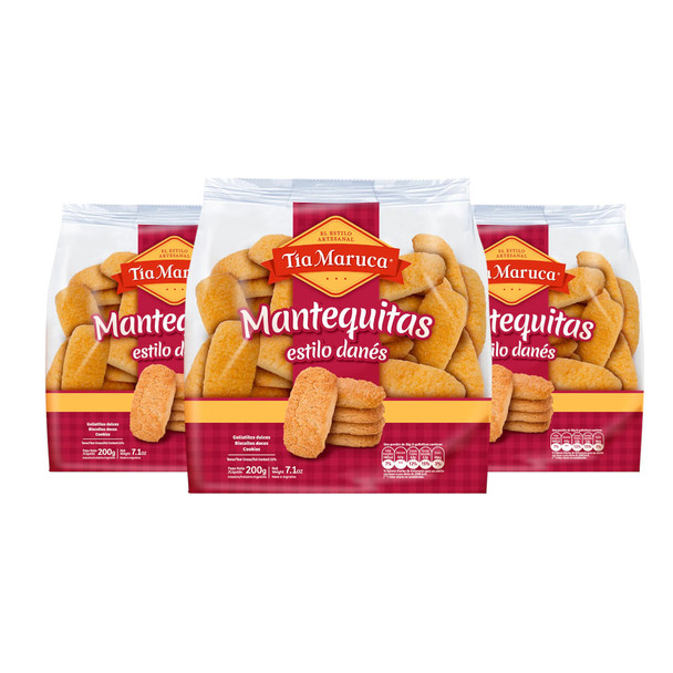 Tía Maruca Danish Style Butter Cookies - Sweet Treats Mantequitas, 200 g / 7 oz (pack of 3)