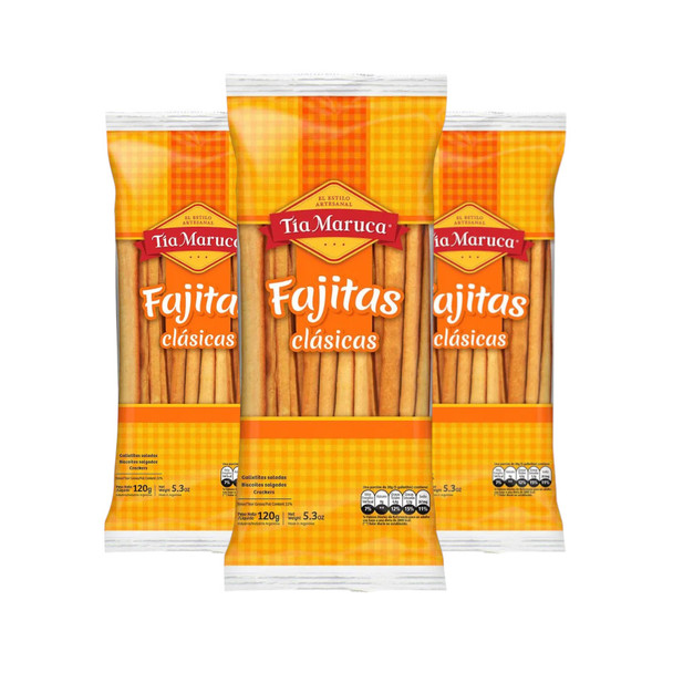 Tía Maruca Classic Fajitas Salted Crackers, 120 g / 4.2 oz (pack of 3)