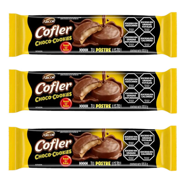 Cofler Choco-Cookies - Chocolate Filled Bon o Bon Biscuits, 105.6 g / 3.7 oz (pack of 3)