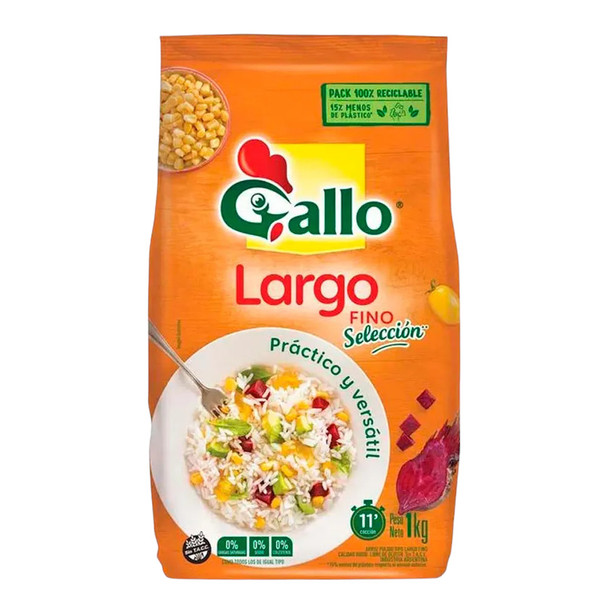 Gallo Long Grain Fine Rice Selection Practical & Versatile Arroz Largo Fino Selección, 1 kg / 35.3 oz