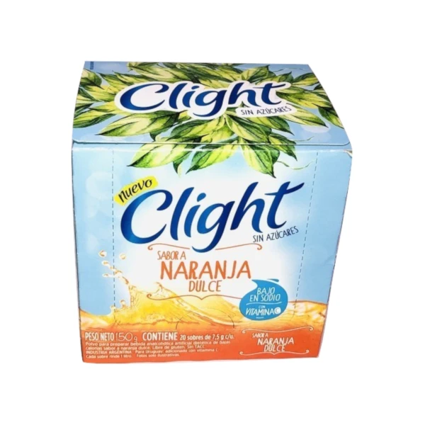 Jugo Clight Naranja Dulce Powdered Juice Sweet Orange Flavor No Sugar, 8 g /  0.3 oz (box of 20)