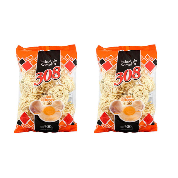 308 Nidos N°1 Semolina Egg Noodles Fideos de Semolín con Huevo, 500 g / 17.6 oz (pack of 2)